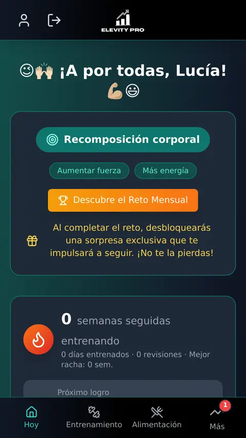 Captura de la app ElevityPro: Hoy